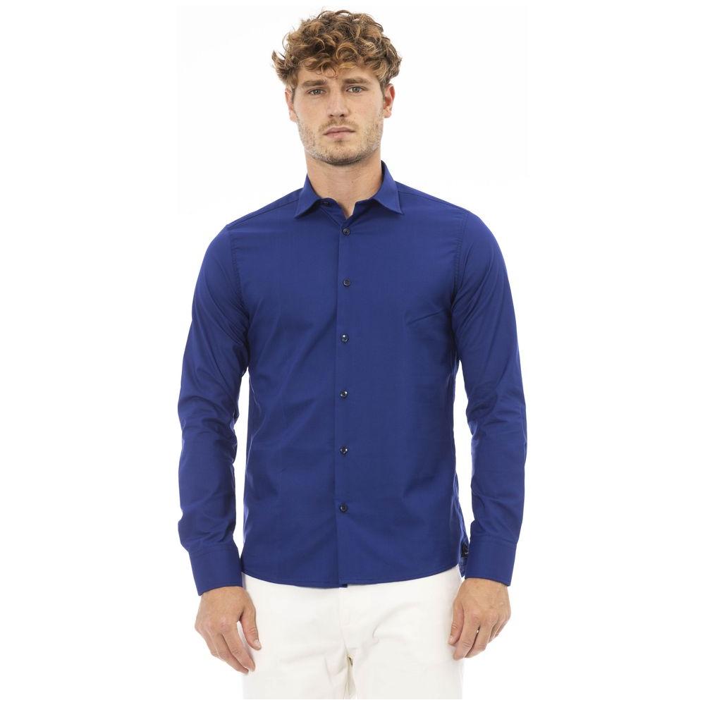 Baldinini Trend Blue Cotton Men Shirt Baldinini Trend