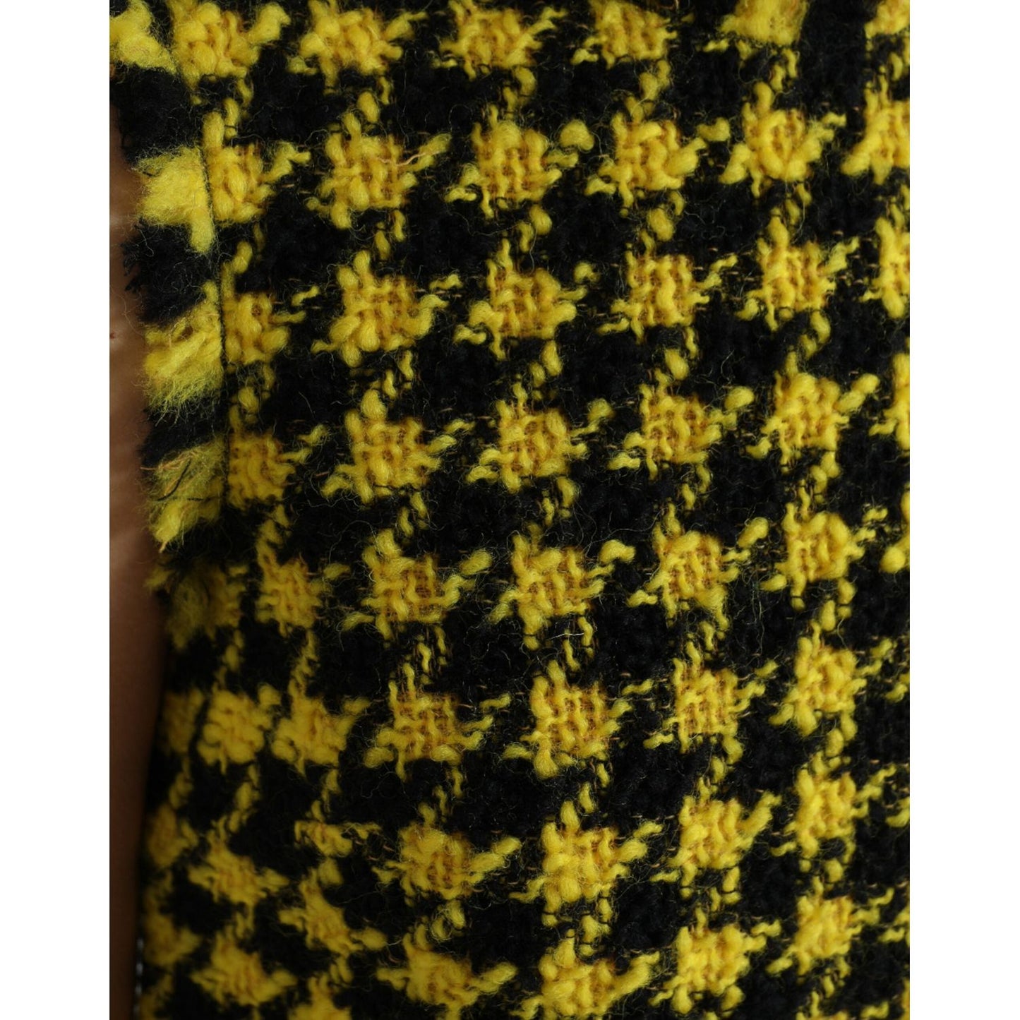 Dolce & Gabbana Houndstooth Knitted Chic Yellow Mini Skirt Dolce & Gabbana