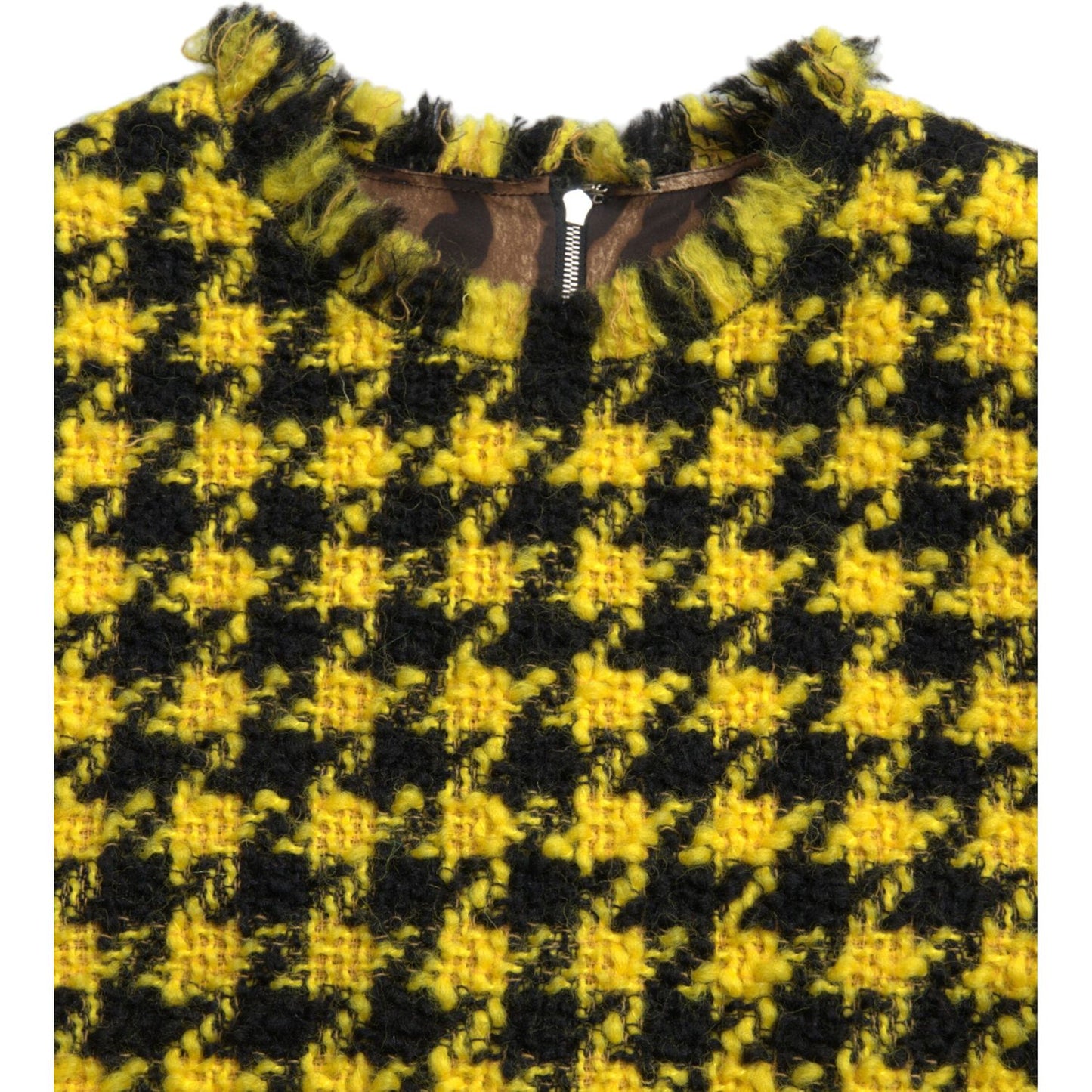 Dolce & Gabbana Houndstooth Knitted Chic Yellow Mini Skirt Dolce & Gabbana