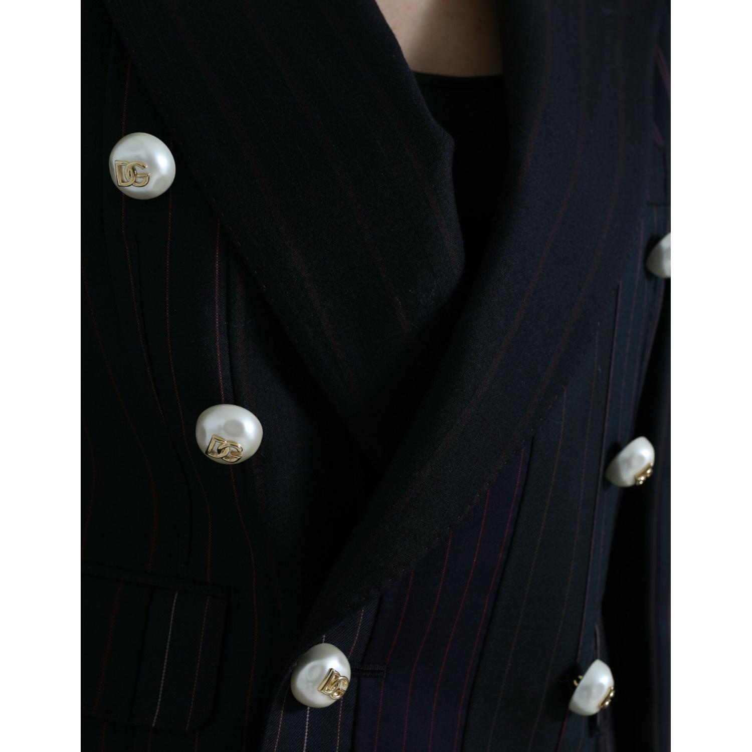 Dolce & Gabbana Elegant Striped Double Breasted Wool Blazer