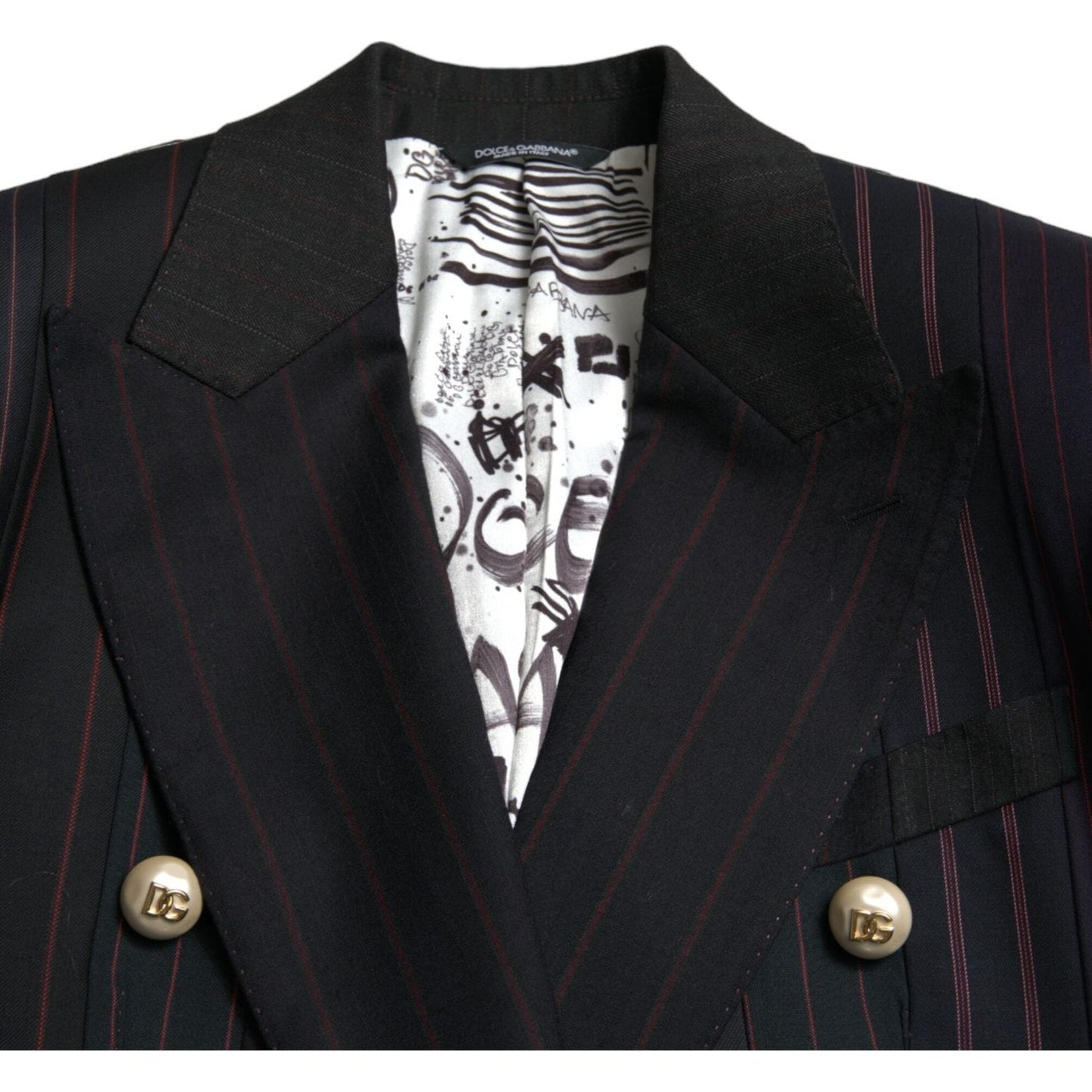 Dolce & Gabbana Elegant Striped Double Breasted Wool Blazer Dolce & Gabbana