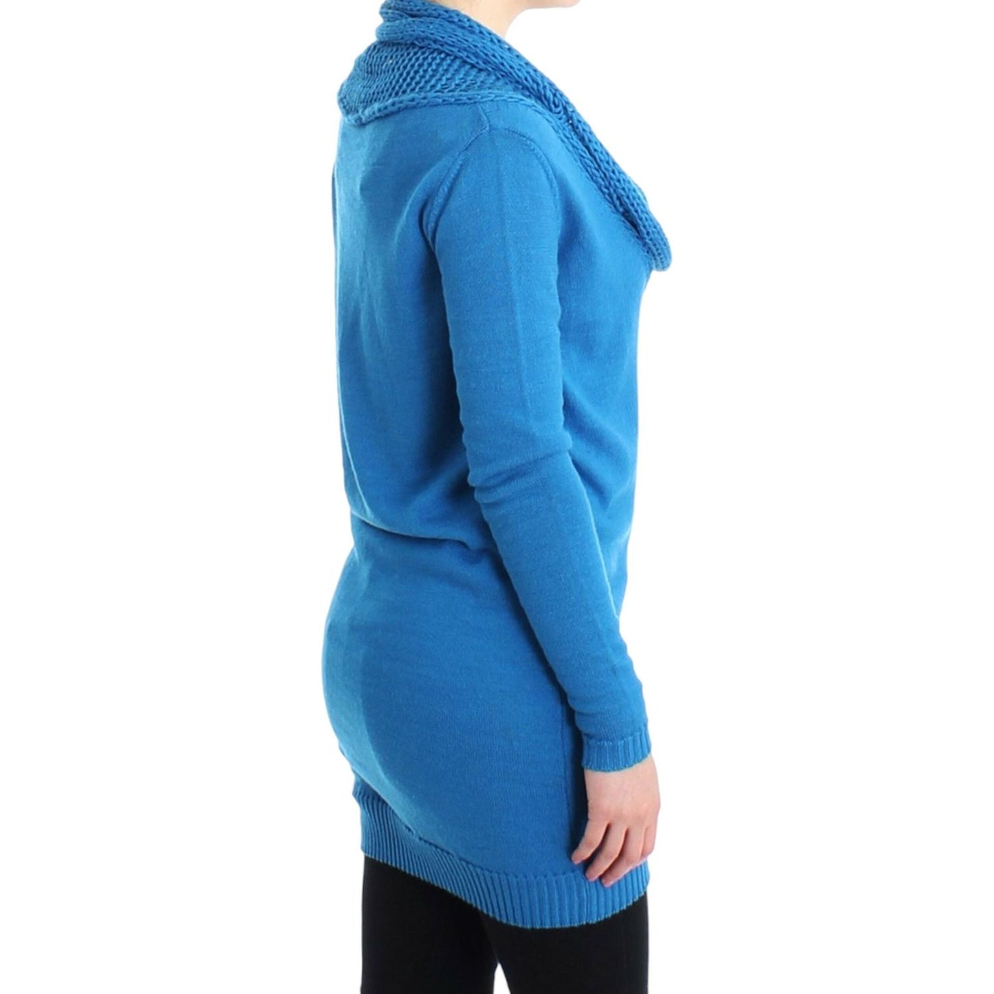 Costume National Cozy Scoop Neck Blue Knit Sweater Costume National