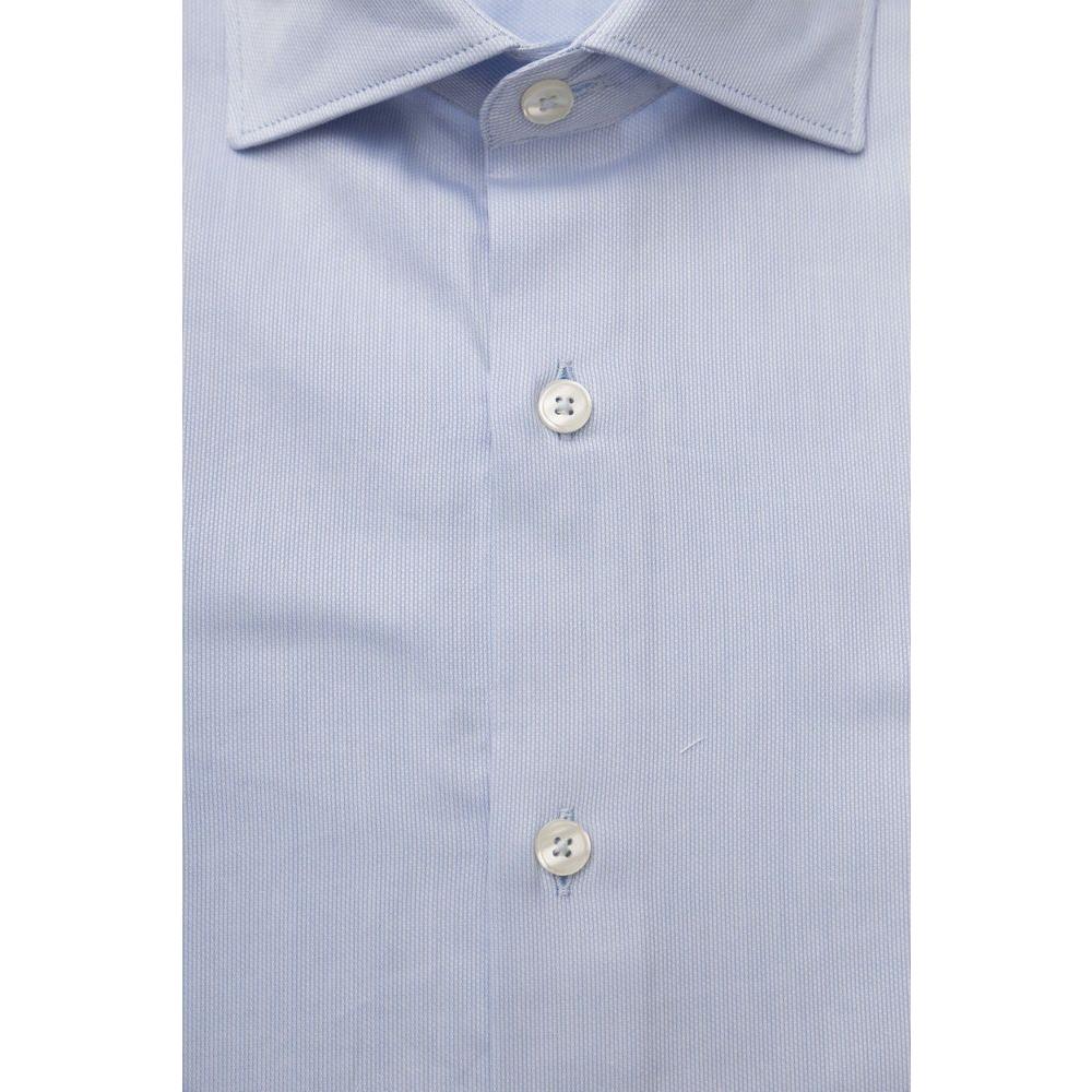 Bagutta Light Blue Cotton Men Shirt Bagutta