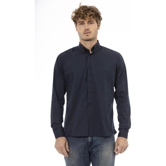 Baldinini Trend Blue Cotton Men Shirt Baldinini Trend