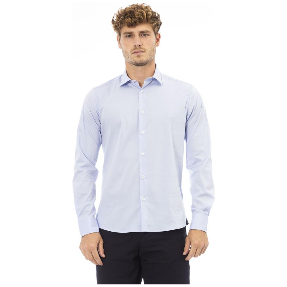 Baldinini Trend Light Blue Cotton Men Shirt Baldinini Trend