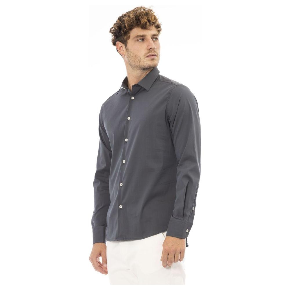 Baldinini Trend Gray Cotton Men Shirt Baldinini Trend