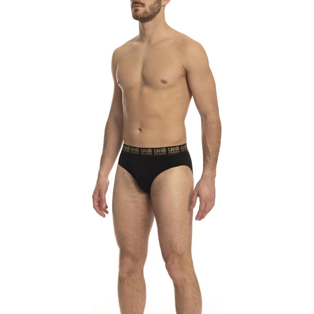 Cavalli Class Black Cotton Men Brief Pair Cavalli Class