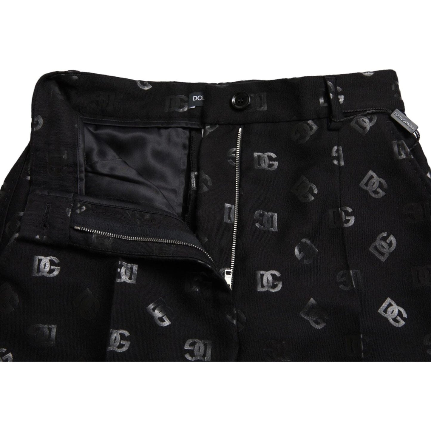 Dolce & Gabbana Chic High Waist Straight Pants with Logo Print Dolce & Gabbana