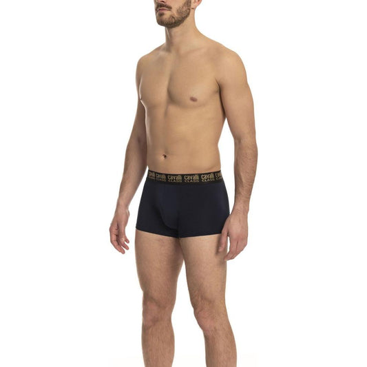 Cavalli Class Blue Cotton Men's Trunk Underwear Cavalli Class