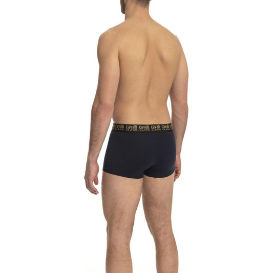 Cavalli Class Blue Cotton Men's Trunk Underwear Cavalli Class