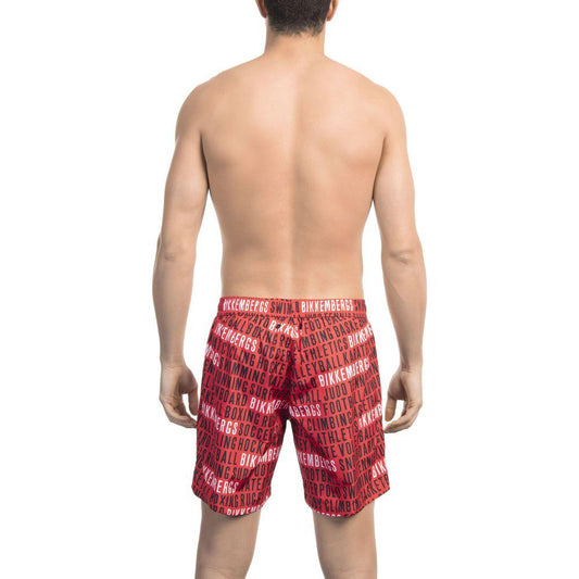 Bikkembergs Red Polyester Men Swim Short Bikkembergs