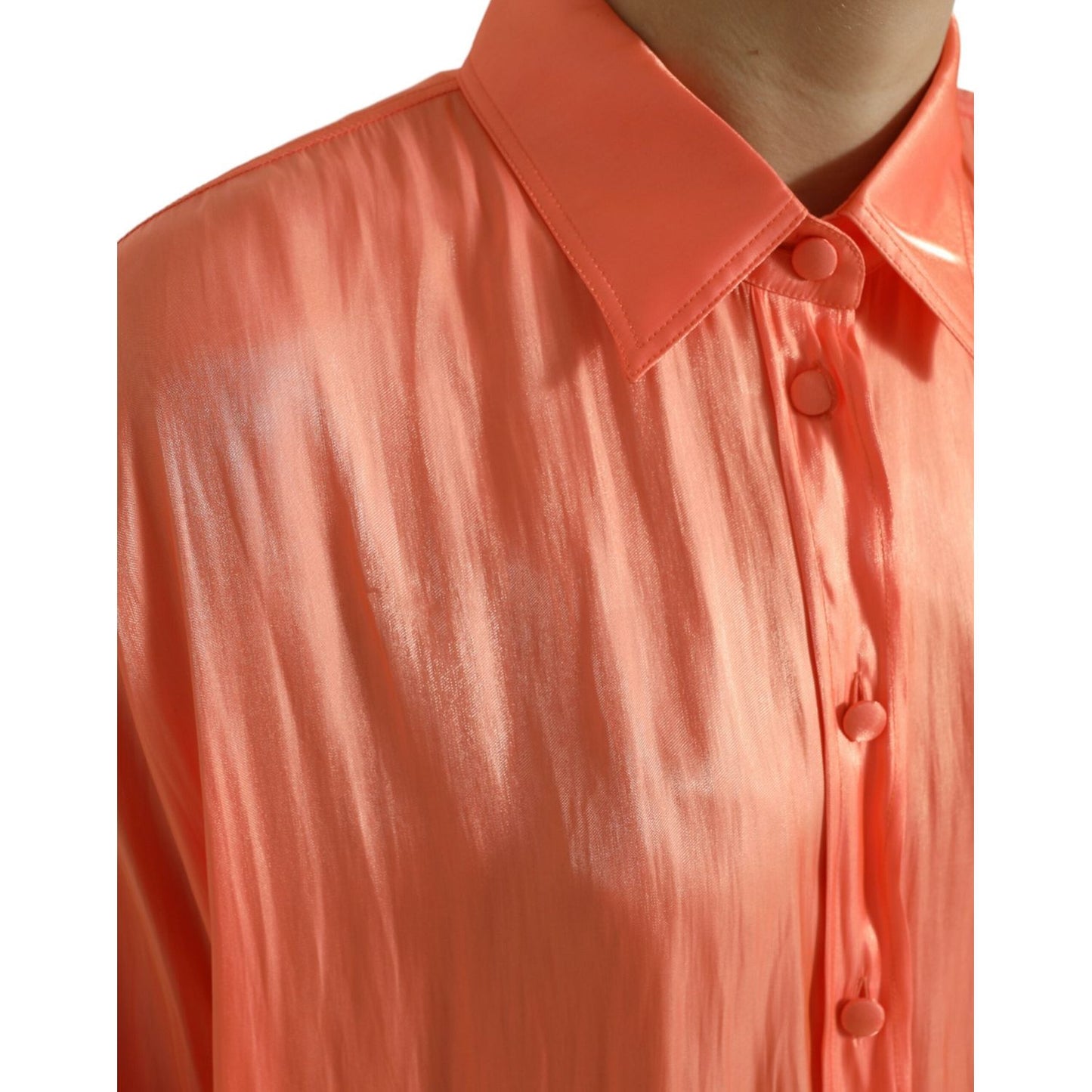 Dolce & Gabbana Elegant Coral Long Sleeve Polo Top Dolce & Gabbana