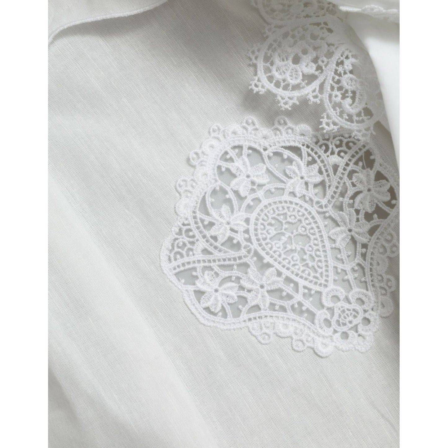 Dolce & Gabbana Elegant White Lace Trim Blouse Top Dolce & Gabbana