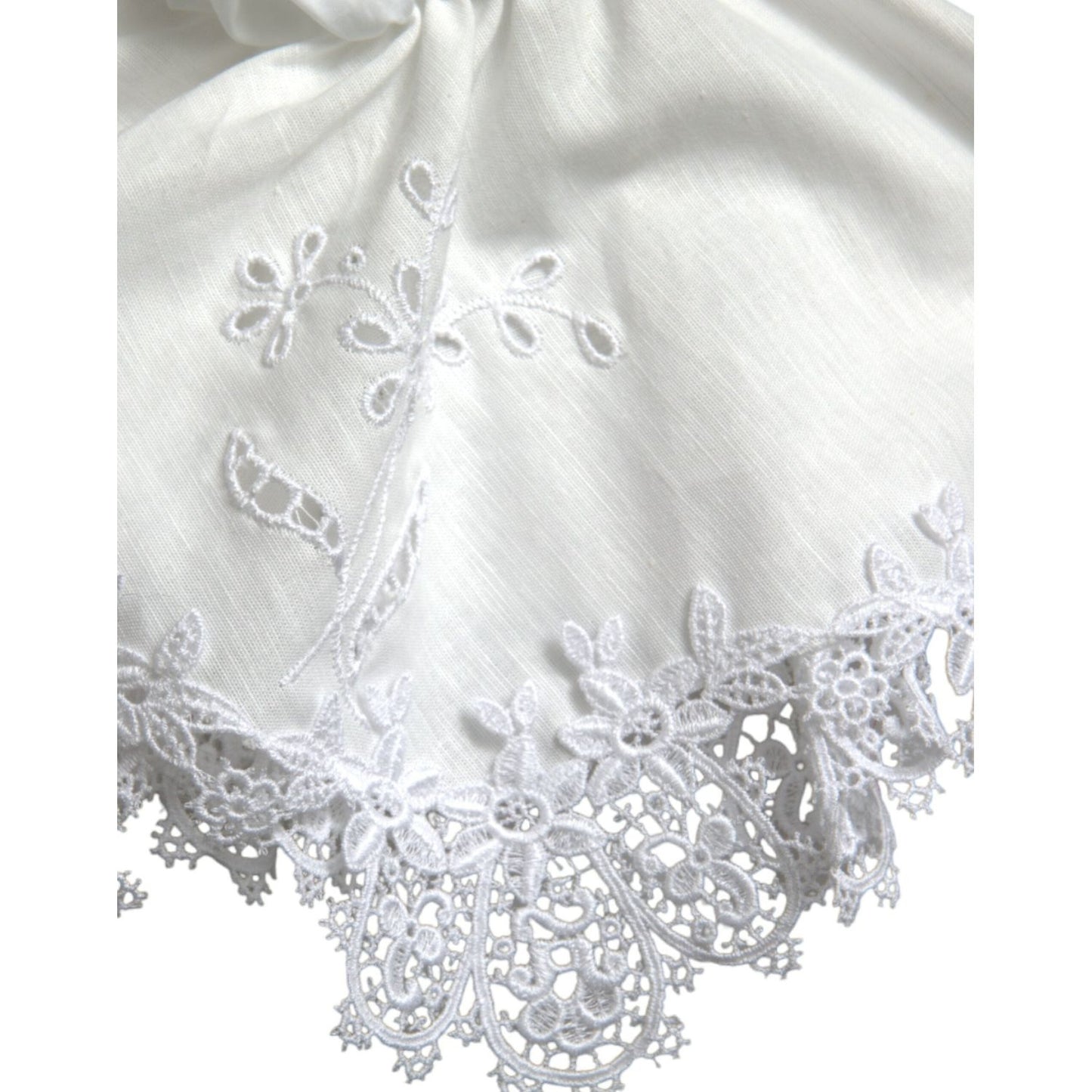 Dolce & Gabbana Elegant White Lace Trim Blouse Top Dolce & Gabbana