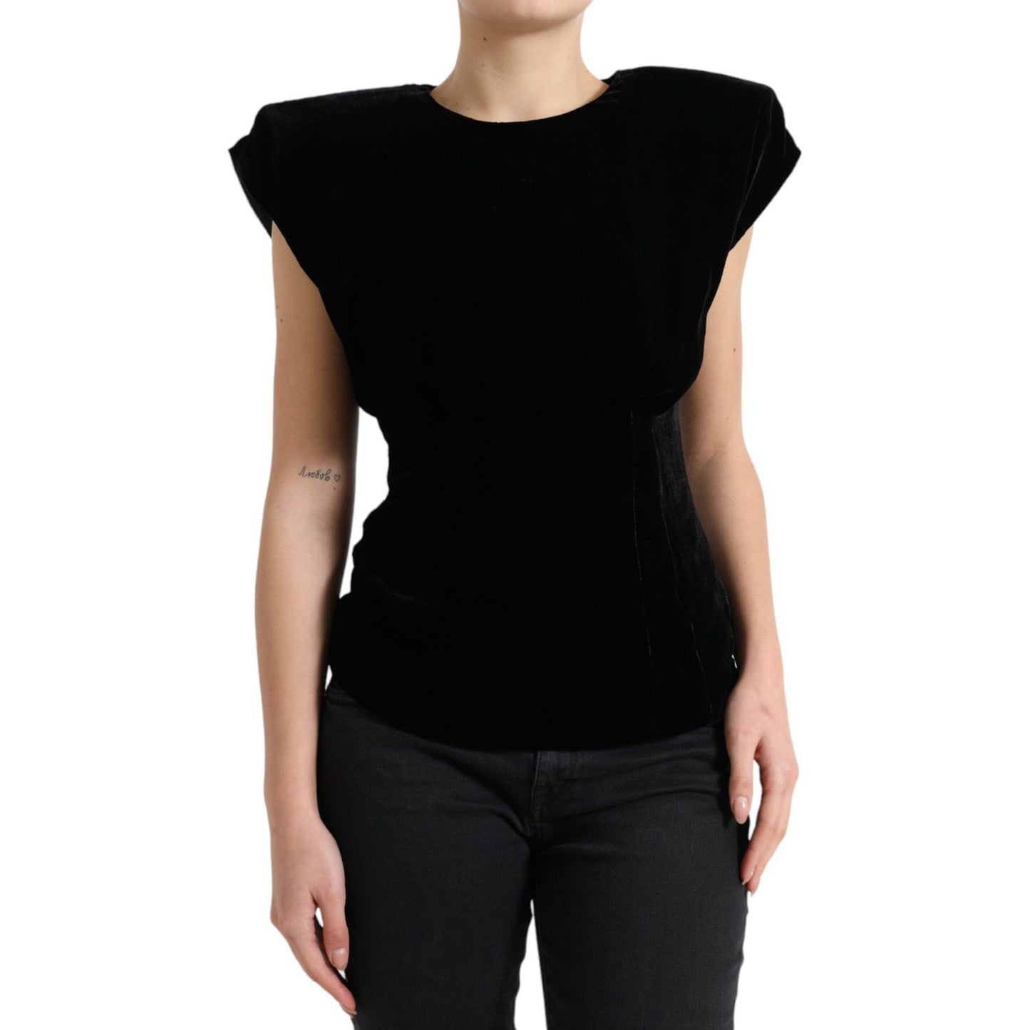 Dolce & Gabbana Velvet Exaggerated Shoulder Top Dolce & Gabbana