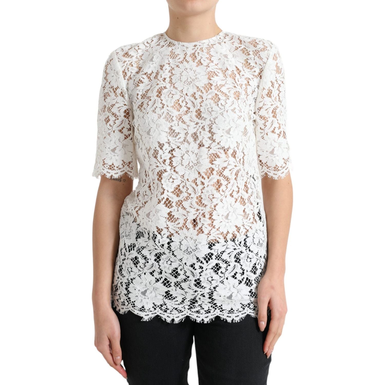 Dolce & Gabbana Elegant White Lace Blouse