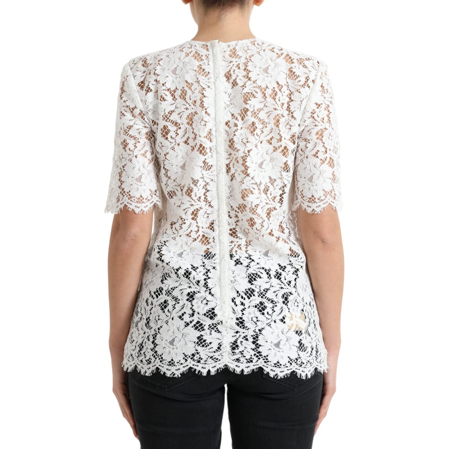 Dolce & Gabbana Elegant White Lace Blouse