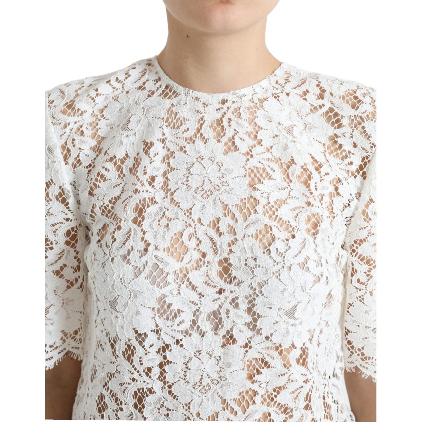 Dolce & Gabbana Elegant White Lace Blouse Dolce & Gabbana