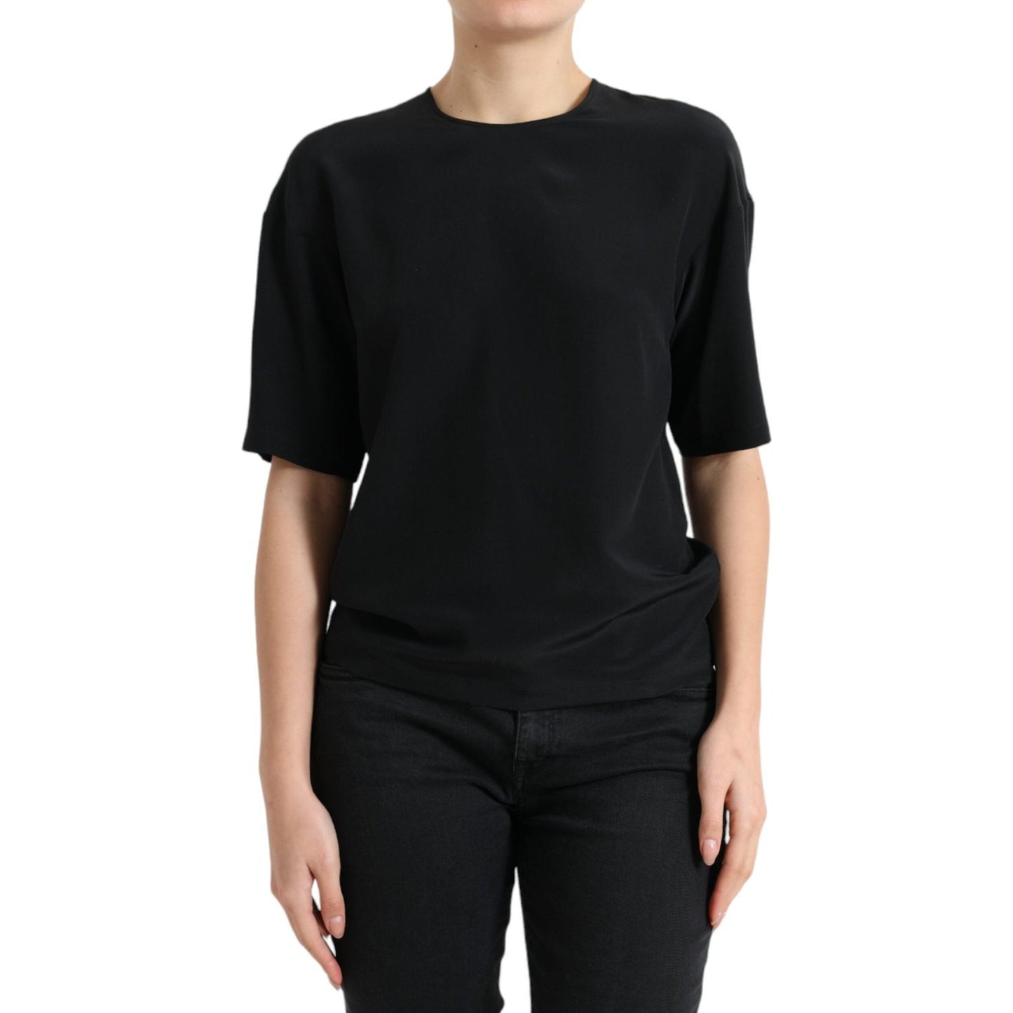 Dolce & Gabbana Elegant Silk Blend Round Neck Blouse Dolce & Gabbana