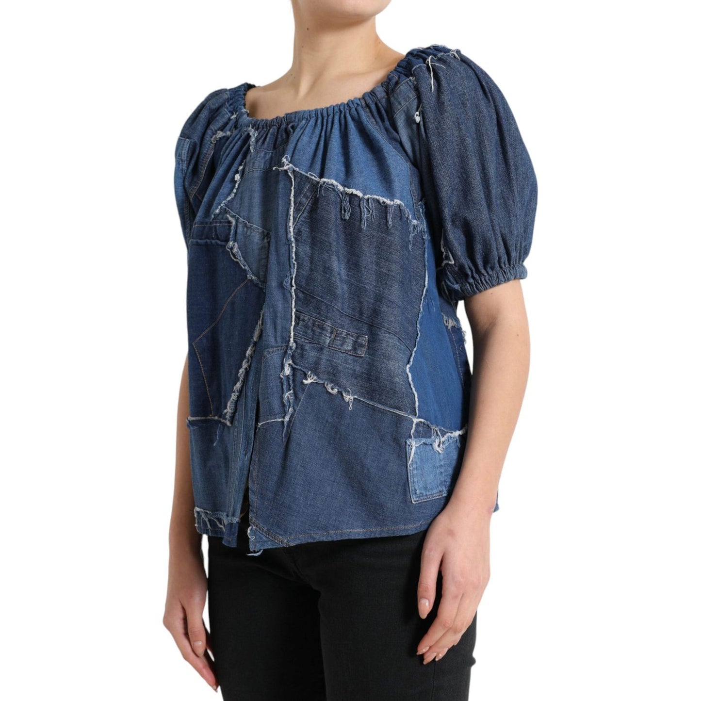 Dolce & Gabbana Elegant Cotton Denim Blouse Top Dolce & Gabbana