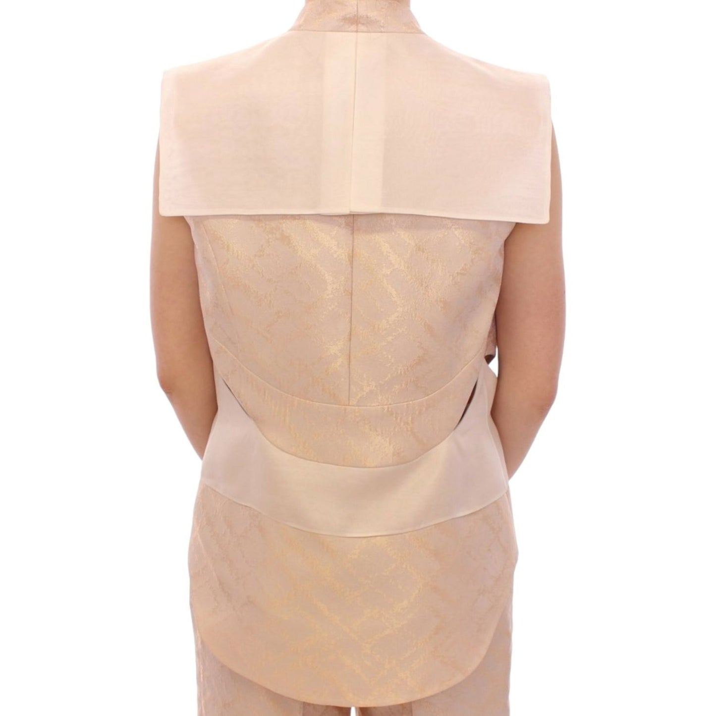 Zeyneptosun Exclusive Beige Brocade Sleeveless Vest Coats & Jackets Zeyneptosun