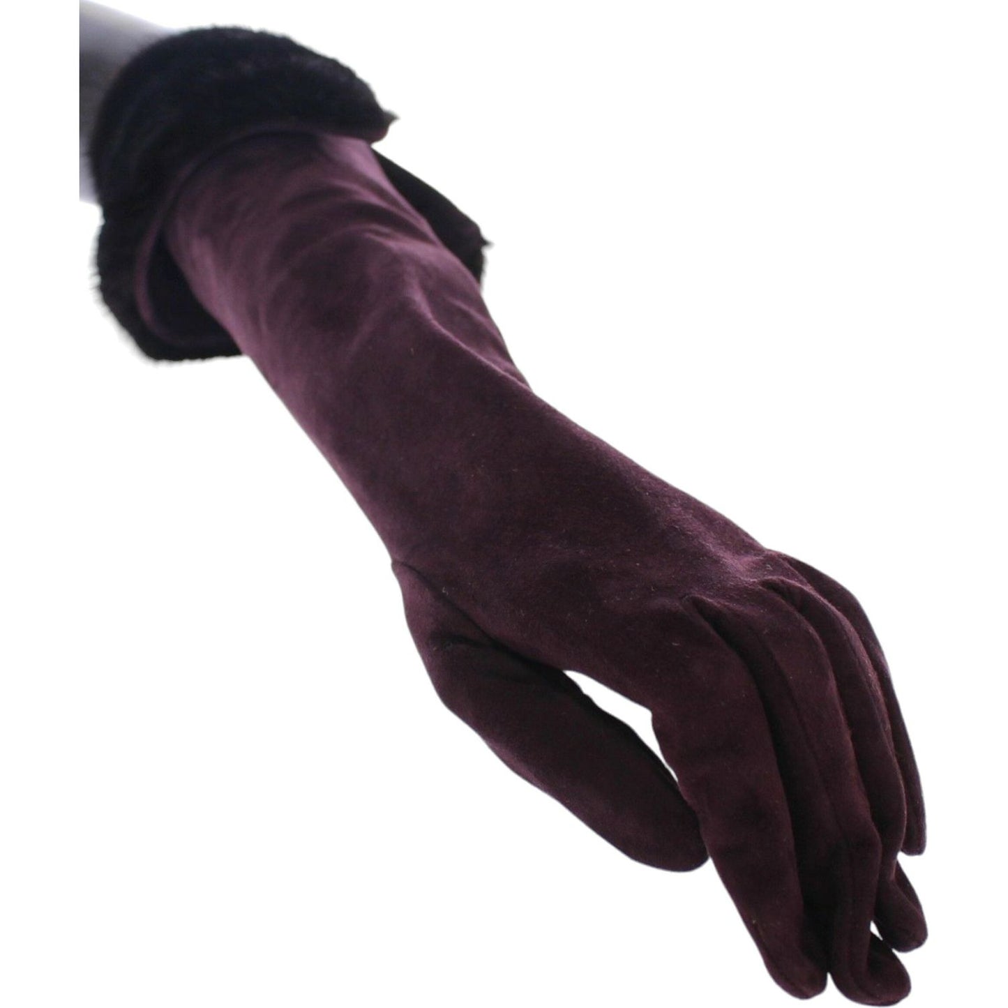 Dolce & Gabbana Elegant Elbow Length Purple Fur Gloves Dolce & Gabbana