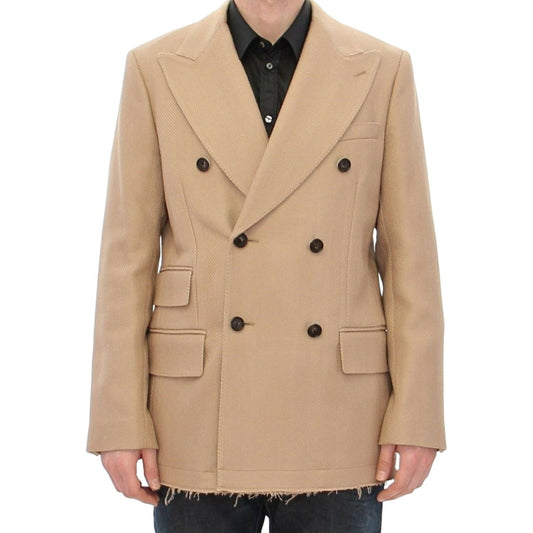 Dolce & Gabbana Elegant Beige Formal Wool Coat Coats & Jackets Dolce & Gabbana