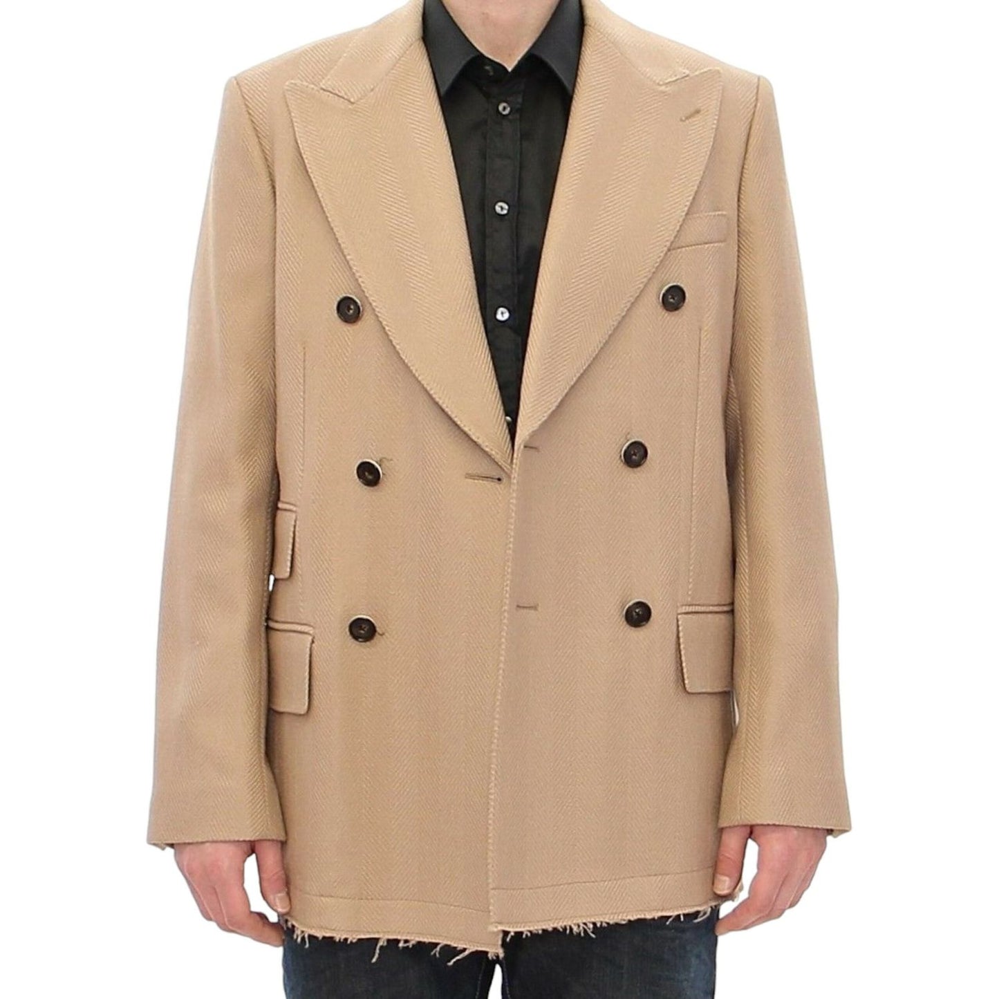 Dolce & Gabbana Elegant Beige Formal Wool Coat Coats & Jackets Dolce & Gabbana