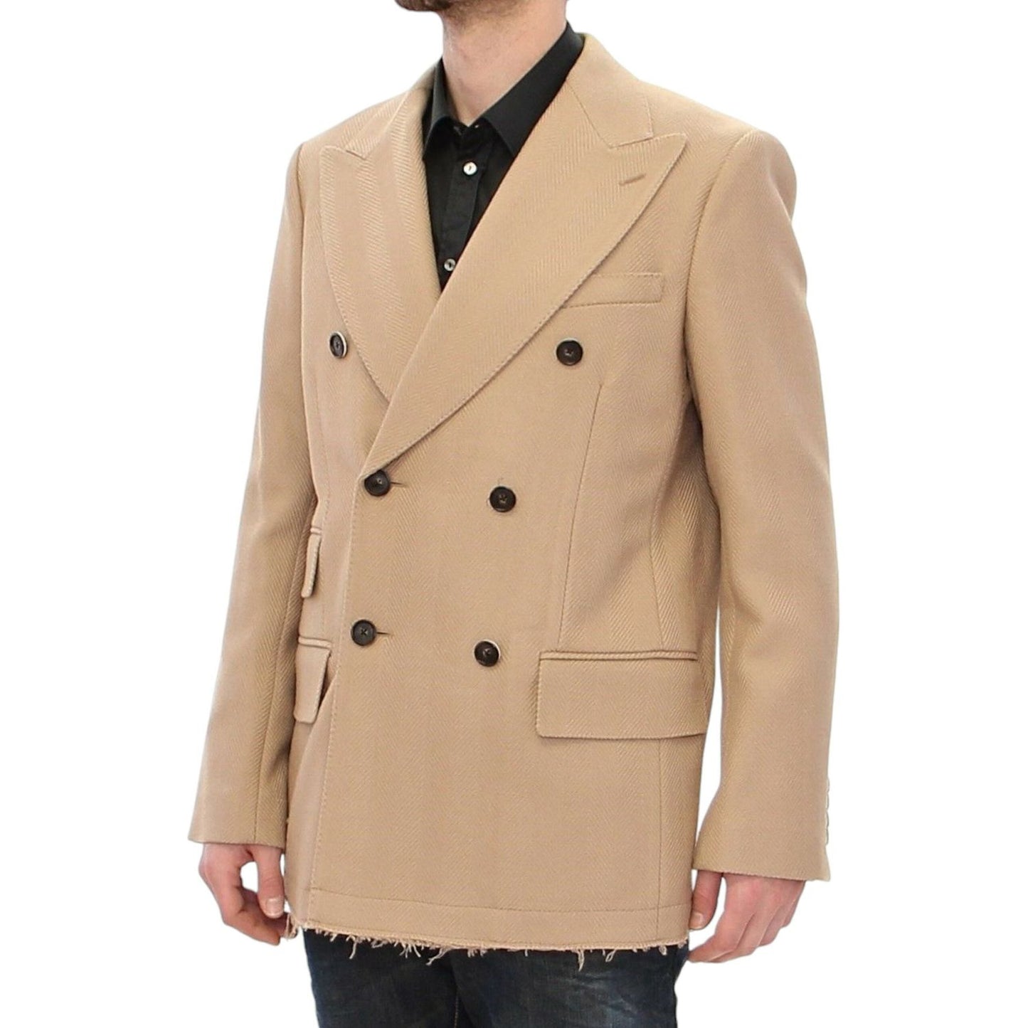 Dolce & Gabbana Elegant Beige Formal Wool Coat Coats & Jackets Dolce & Gabbana