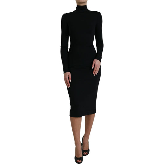 Dolce & Gabbana Elegant Black Bodycon Turtleneck Dress Dolce & Gabbana