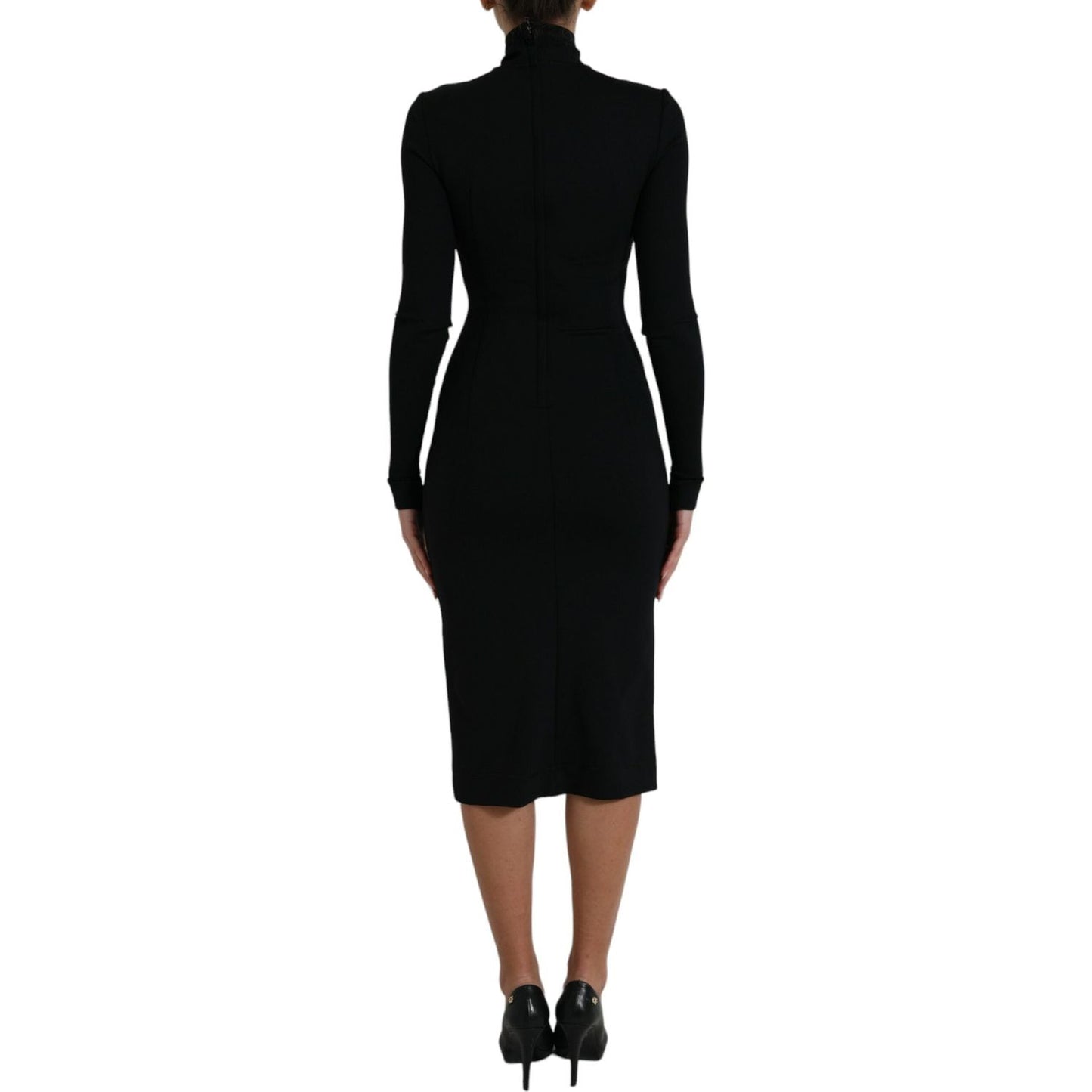 Dolce & Gabbana Elegant Black Bodycon Turtleneck Dress Dolce & Gabbana