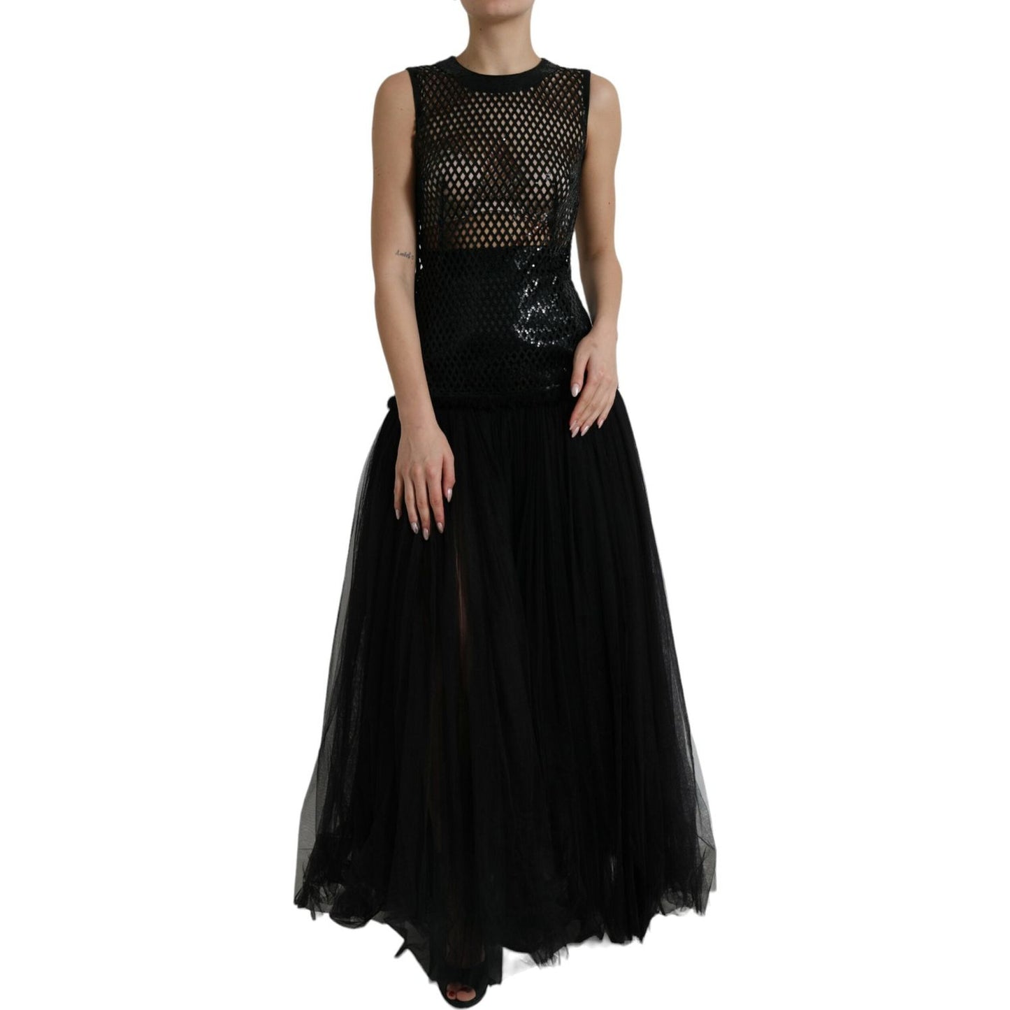 Dolce & Gabbana Elegant Black Sequined Evening Dress Dolce & Gabbana