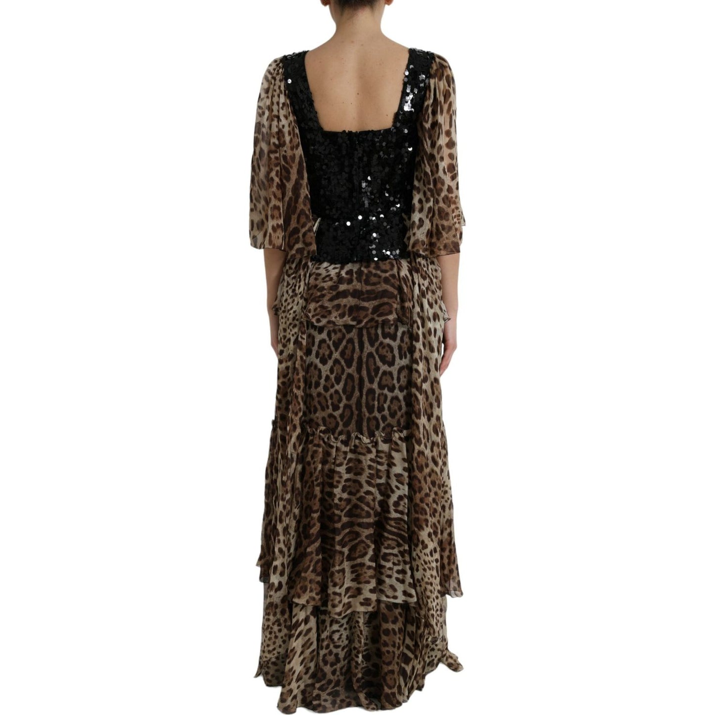 Dolce & Gabbana Elegant Leopard Sequin Tiered Dress Dolce & Gabbana