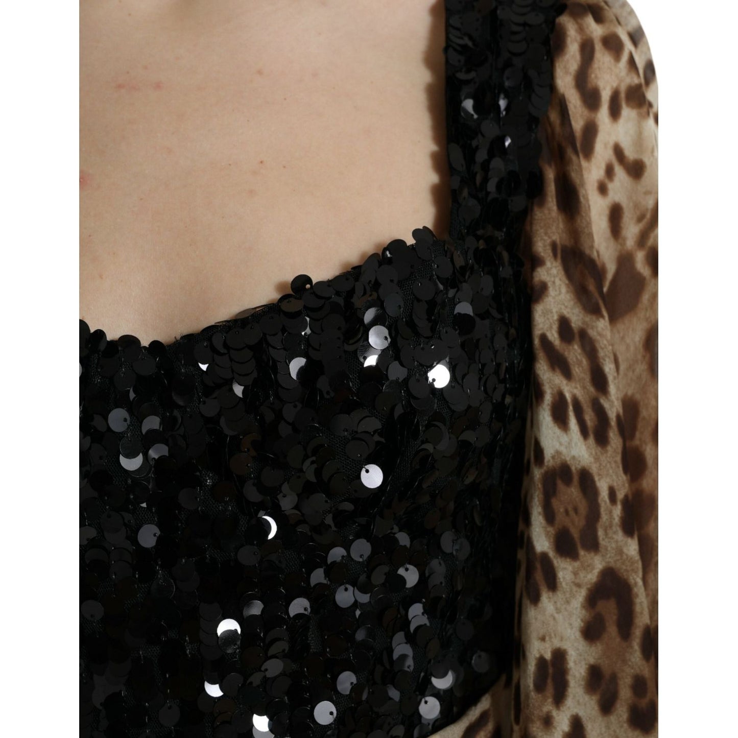 Dolce & Gabbana Elegant Leopard Sequin Tiered Dress Dolce & Gabbana