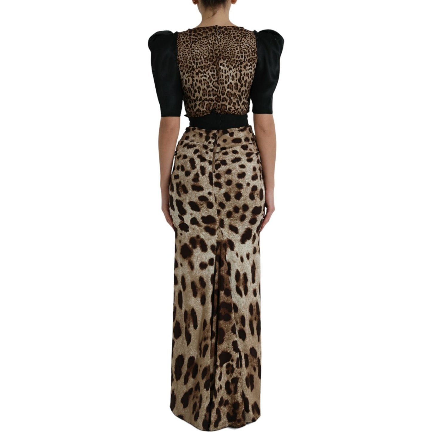 Dolce & Gabbana Silk Leopard Embellished Long Dress Dolce & Gabbana