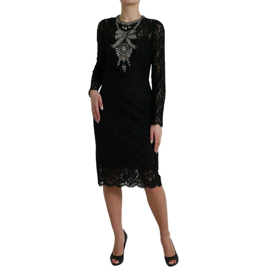 Dolce & Gabbana Elegant Crystal-Embellished Sheath Dress Dolce & Gabbana