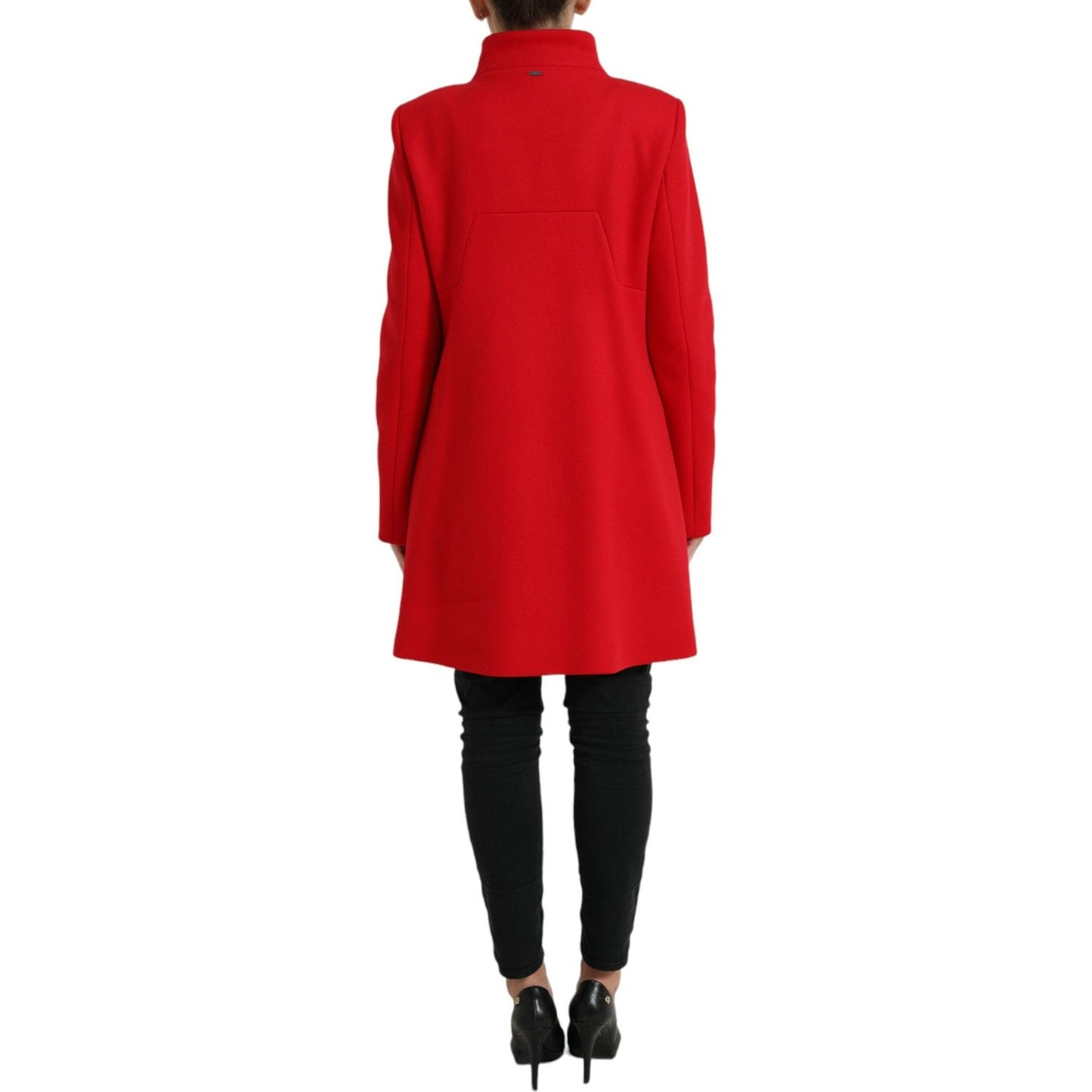 Liu Jo Elegant Red Double Breasted Long Coat Liu Jo