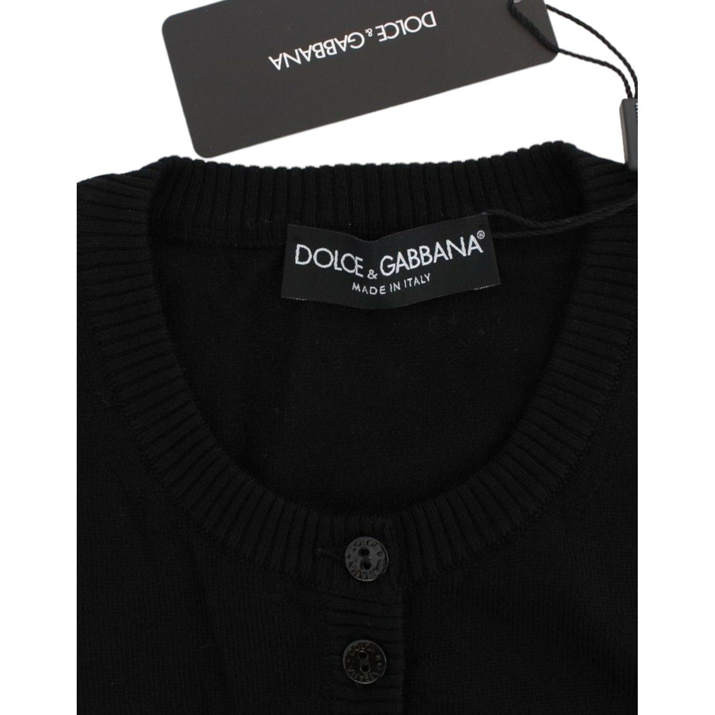 Dolce & Gabbana Elegant Black Wool Cardigan Sweater Dolce & Gabbana