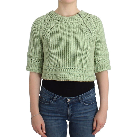 Ermanno Scervino Chic Green Cropped Cotton Sweater Ermanno Scervino