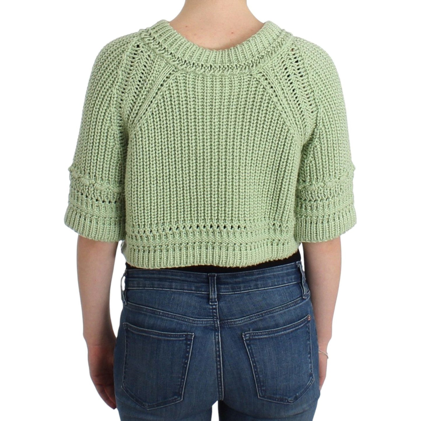 Ermanno Scervino Chic Green Cropped Cotton Sweater Ermanno Scervino