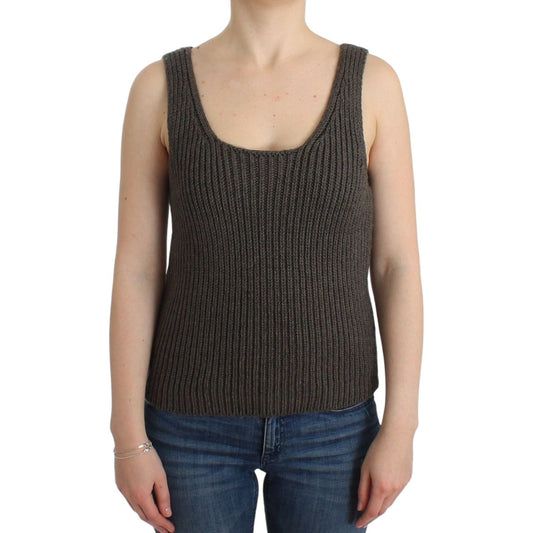 Ermanno Scervino Chic Gray Knit Crew Neck Top Ermanno Scervino