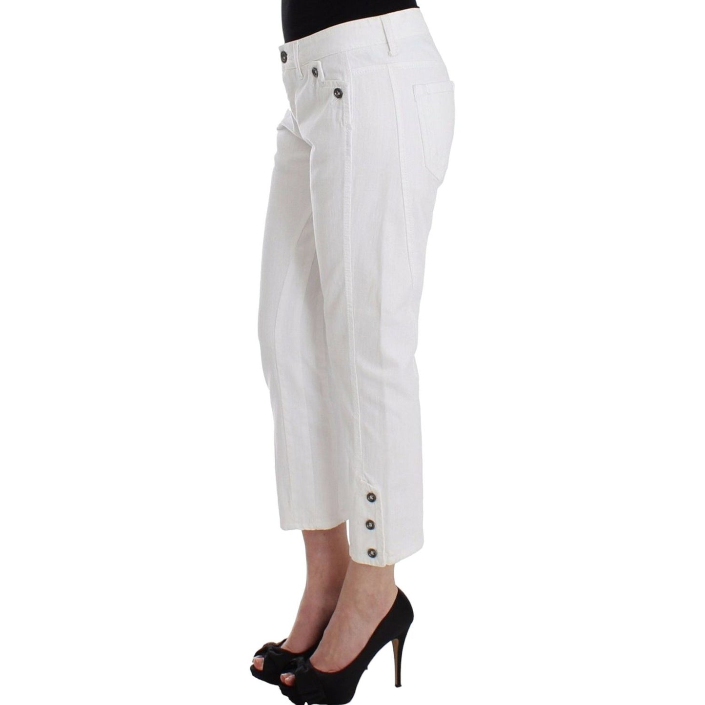 Ermanno Scervino Chic White Cropped Jeans for Sophisticated Style Ermanno Scervino