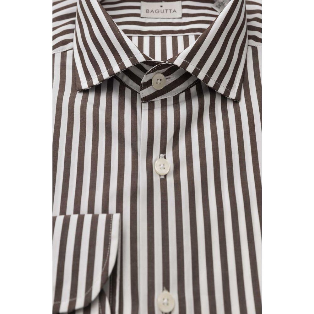 Bagutta Brown Cotton Men Shirt Bagutta