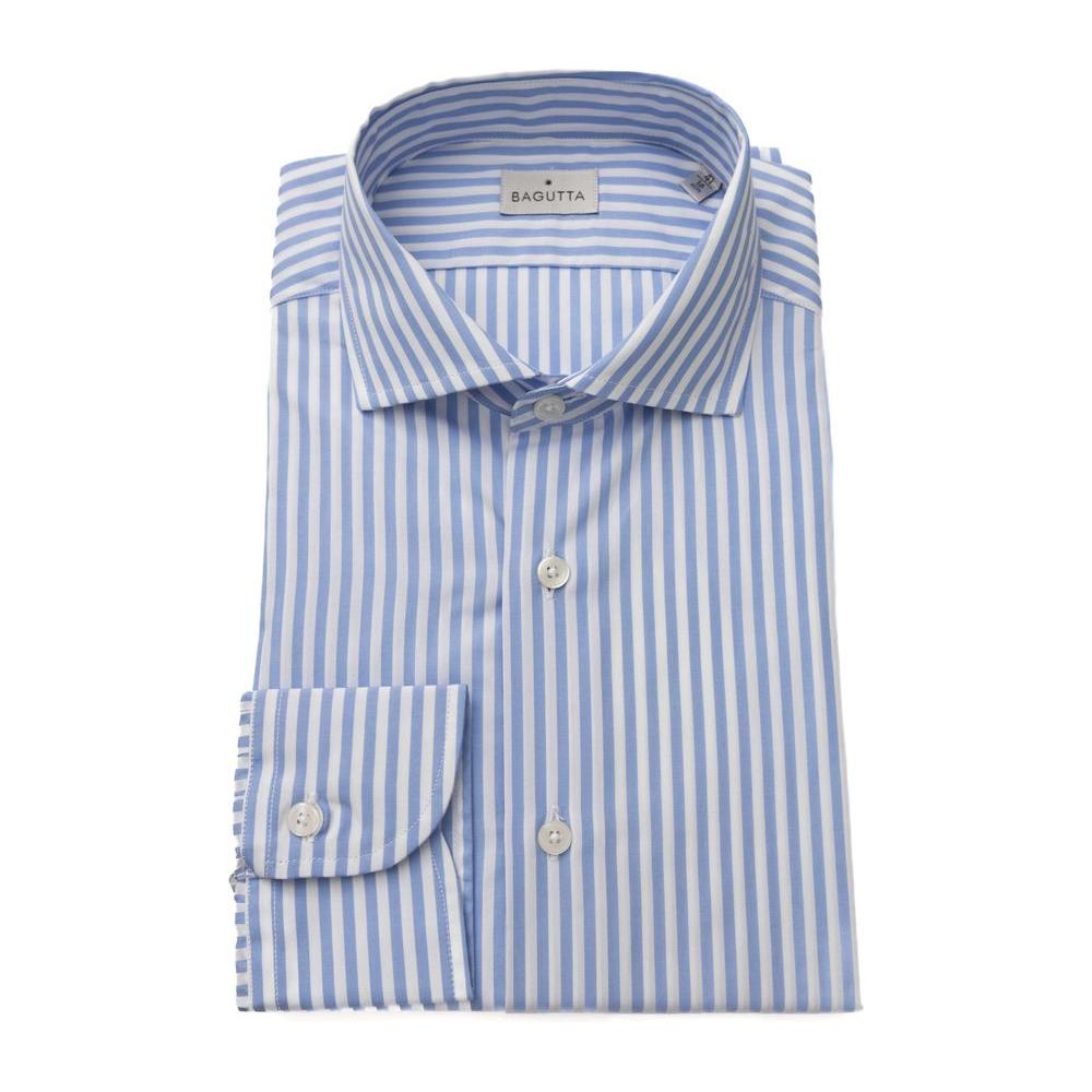 Bagutta Light Blue Cotton Men Shirt Bagutta