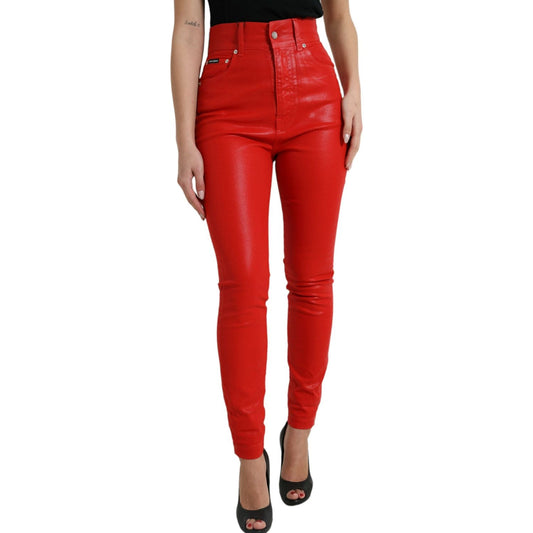 Dolce & Gabbana Elegant High-Waist Stretch Denim in Red Dolce & Gabbana