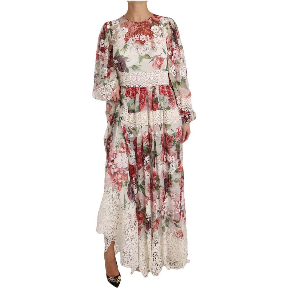 Dolce & Gabbana Elegant Floral Maxi Dress with Silk Lining Dolce & Gabbana