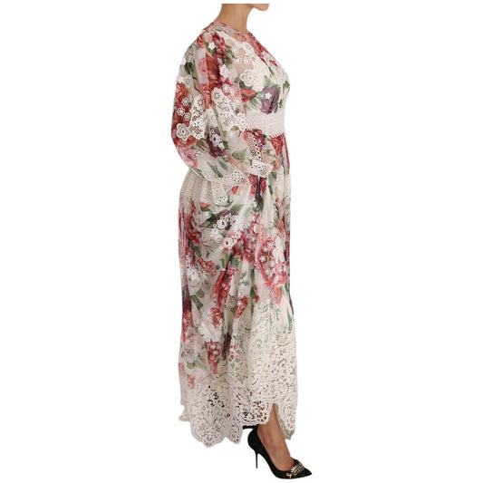 Dolce & Gabbana Elegant Floral Maxi Dress with Silk Lining Dolce & Gabbana