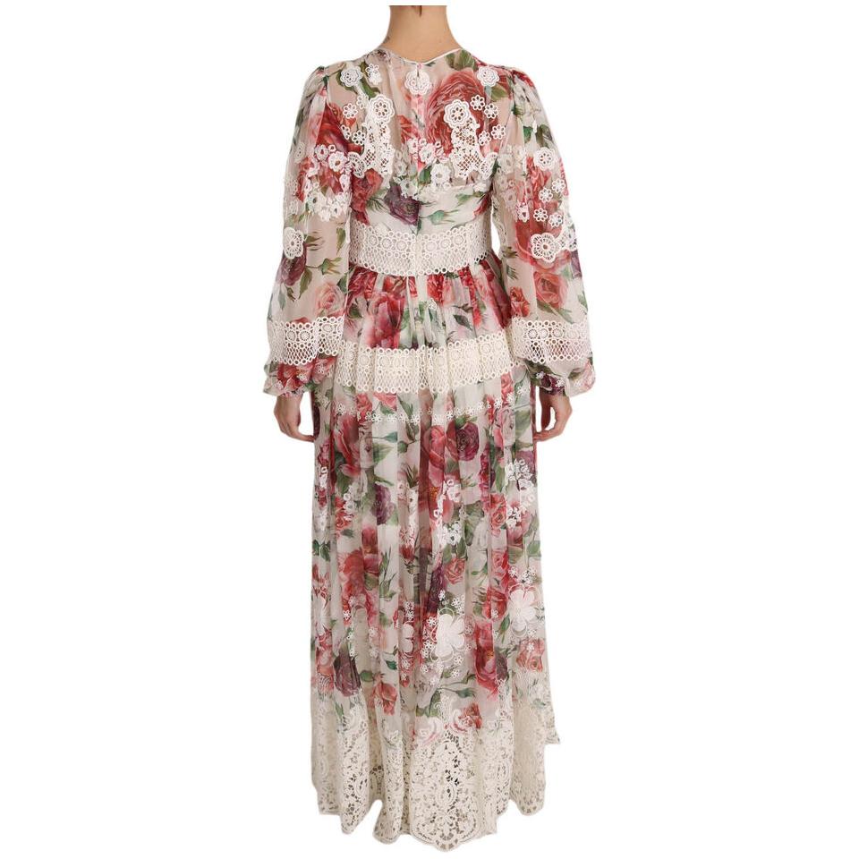 Dolce & Gabbana Elegant Floral Maxi Dress with Silk Lining Dolce & Gabbana