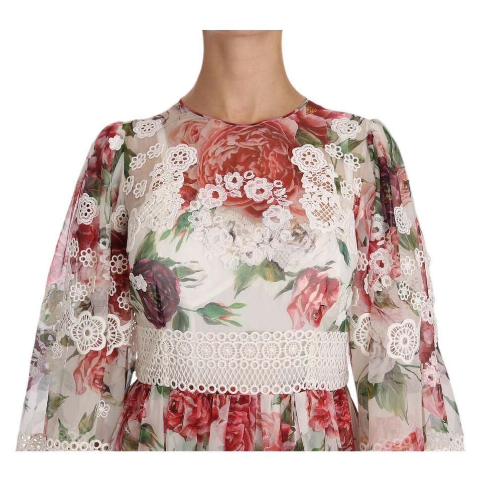 Dolce & Gabbana Elegant Floral Maxi Dress with Silk Lining Dolce & Gabbana