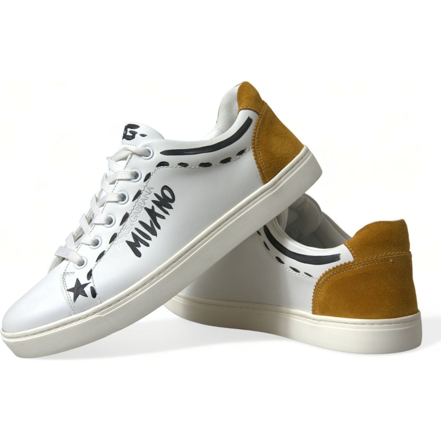 Dolce & Gabbana Sleek White Low Top Leather Sneakers